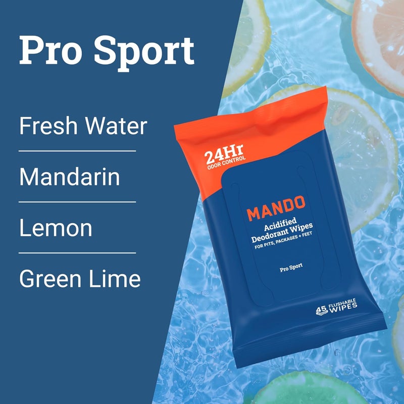 Mando Deodorant Wipes - 24 Hour Odor Control - Aluminum Free, Baking Soda Free, Skin Safe - 45 Count (2 Pack) - Image 3